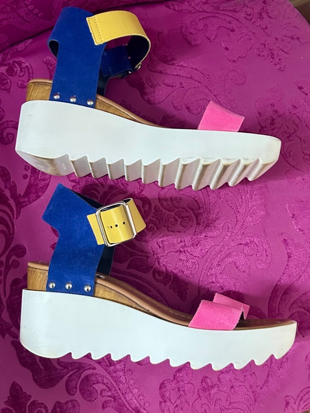 Steve Madden Keanu Platform Sandals Womens 8.5 Multi-Color Embellished Strap